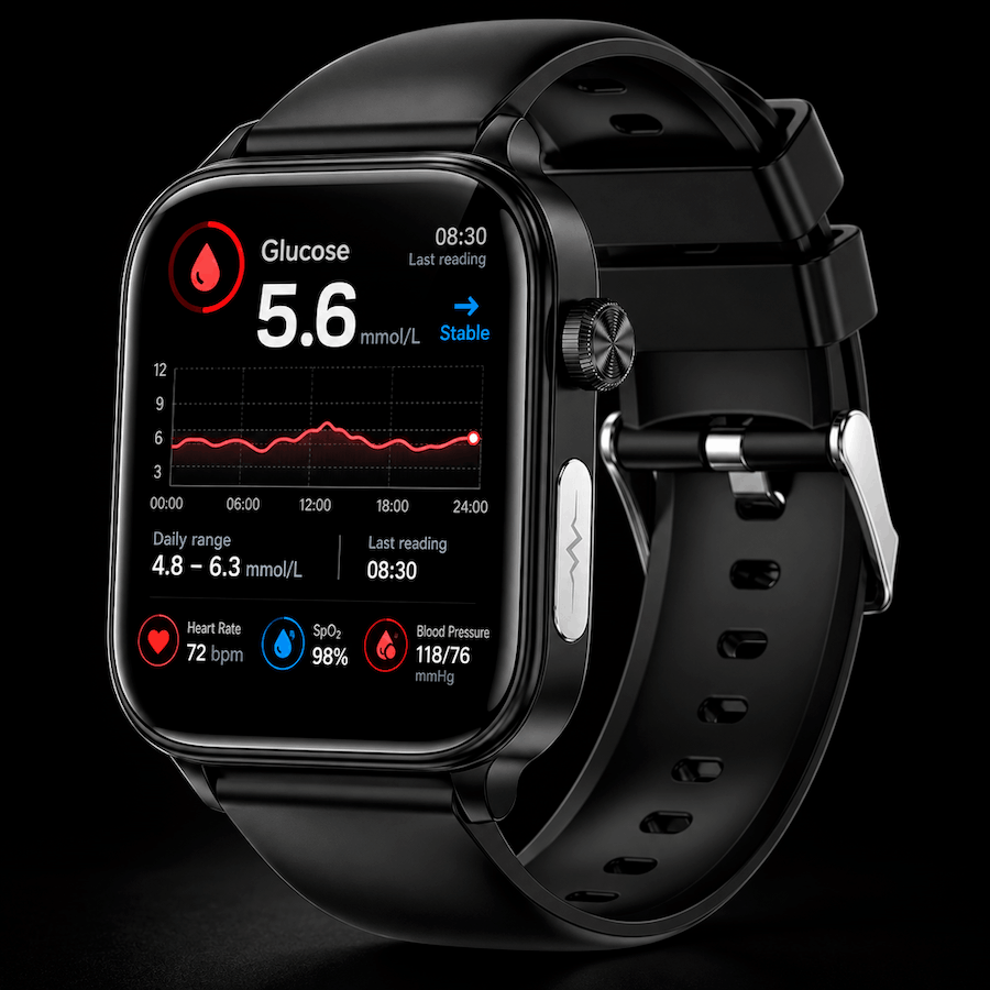 The watch showing its wellness readings screen